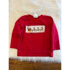 3t red Santa smock long sleeve tee EUC
